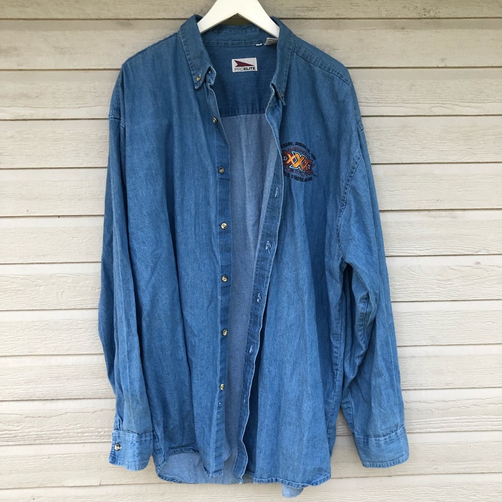 Denim Button-down, Super Bowl 30 Embroidered